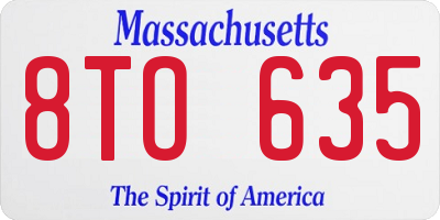 MA license plate 8TO635