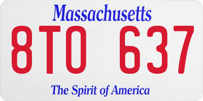 MA license plate 8TO637