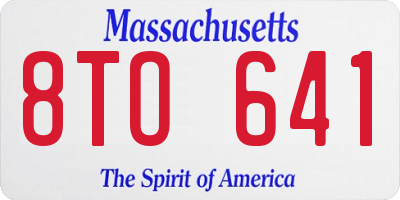 MA license plate 8TO641