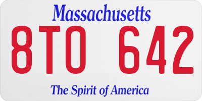MA license plate 8TO642