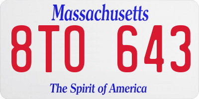 MA license plate 8TO643