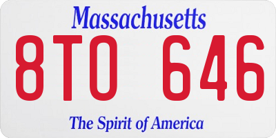 MA license plate 8TO646