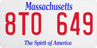 MA license plate 8TO649