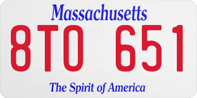 MA license plate 8TO651
