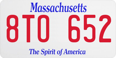MA license plate 8TO652