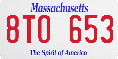 MA license plate 8TO653