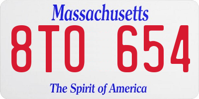 MA license plate 8TO654