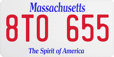 MA license plate 8TO655