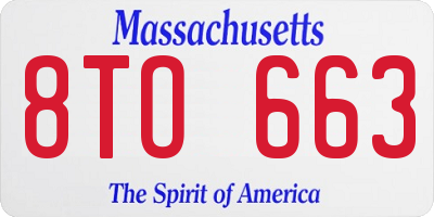 MA license plate 8TO663