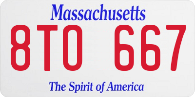 MA license plate 8TO667