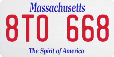 MA license plate 8TO668