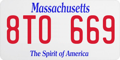MA license plate 8TO669