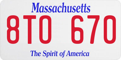 MA license plate 8TO670
