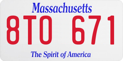 MA license plate 8TO671