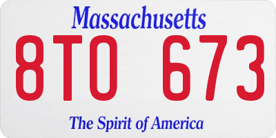 MA license plate 8TO673
