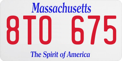 MA license plate 8TO675