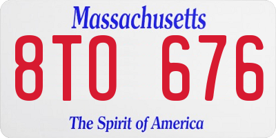 MA license plate 8TO676