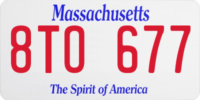 MA license plate 8TO677