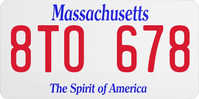 MA license plate 8TO678