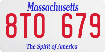 MA license plate 8TO679