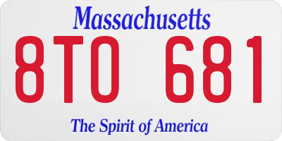 MA license plate 8TO681