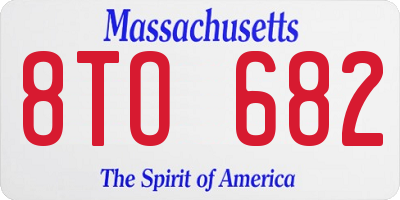 MA license plate 8TO682