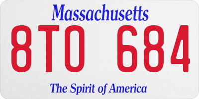 MA license plate 8TO684