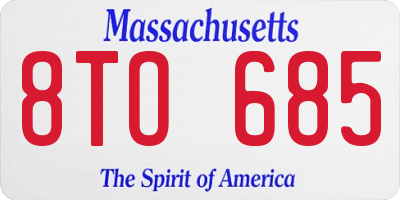 MA license plate 8TO685