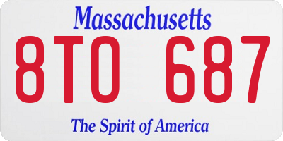 MA license plate 8TO687
