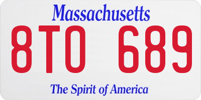 MA license plate 8TO689