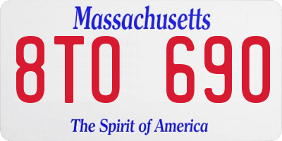 MA license plate 8TO690