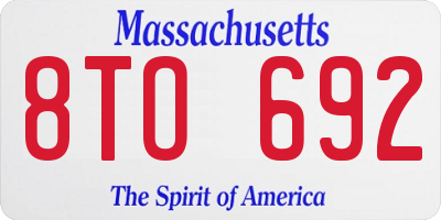 MA license plate 8TO692