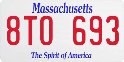 MA license plate 8TO693