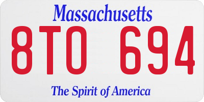 MA license plate 8TO694