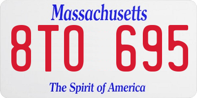 MA license plate 8TO695