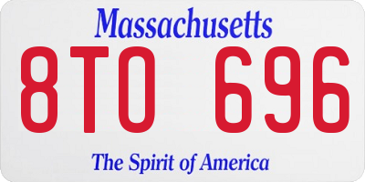 MA license plate 8TO696