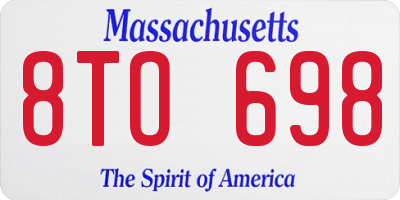 MA license plate 8TO698