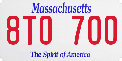 MA license plate 8TO700