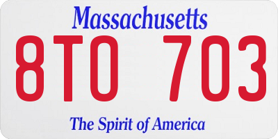 MA license plate 8TO703