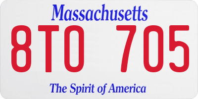 MA license plate 8TO705