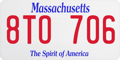 MA license plate 8TO706