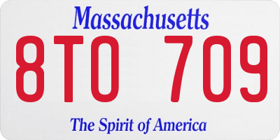 MA license plate 8TO709