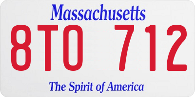 MA license plate 8TO712