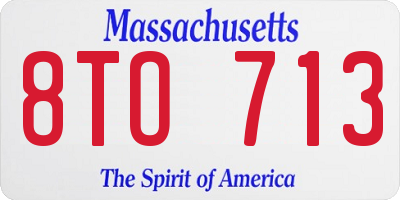 MA license plate 8TO713