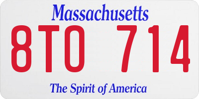MA license plate 8TO714