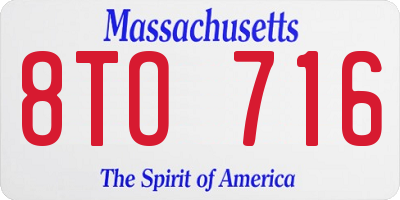 MA license plate 8TO716