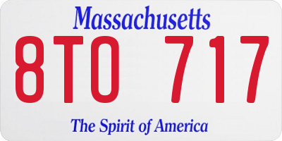 MA license plate 8TO717