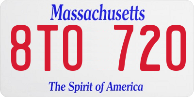 MA license plate 8TO720