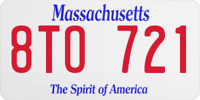MA license plate 8TO721