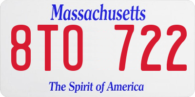 MA license plate 8TO722